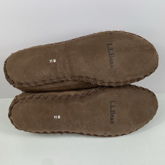 NEW LL Bean Wicked Good Slippers Mens Size 11 M Brown Suede Shearling Booties - Picture 8 of 8